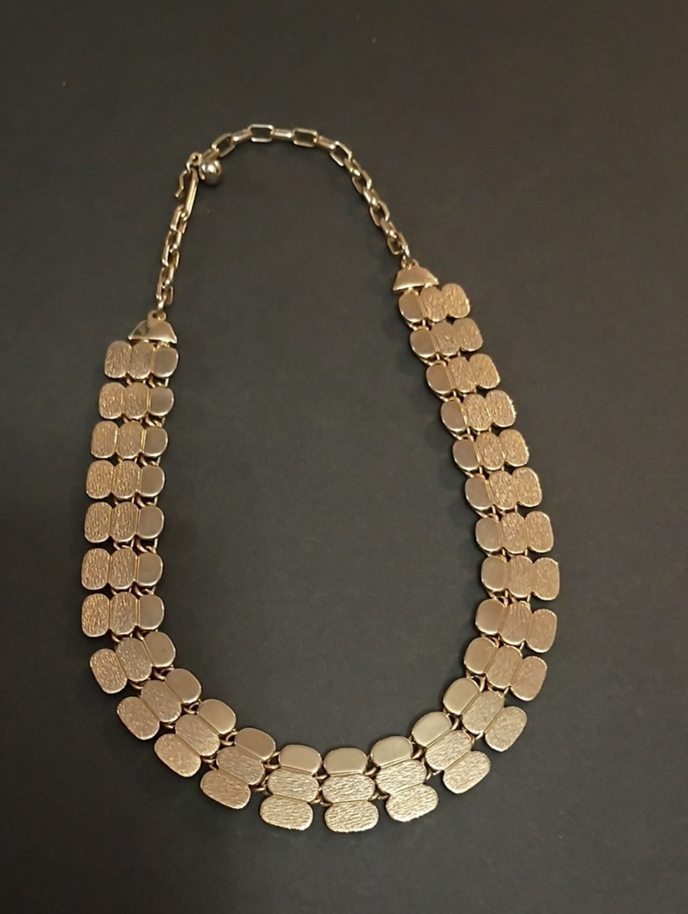 Vintage Mid Century Runway Statement Choker Gold Tone Necklace